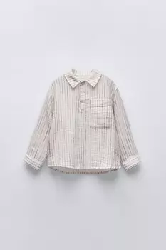 Полосатая текстурная футболка поло ZARA, цвет striped