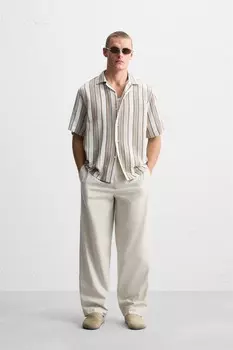 Полосатая текстурная рубашка ZARA, экрю