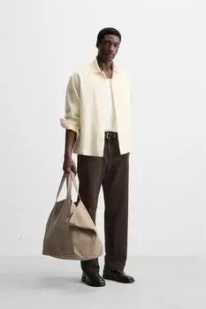 Полосатая текстурная рубашка ZARA, цвет Vanilla