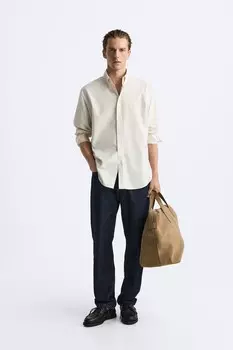 Полосатая текстурная рубашка ZARA, полосатый