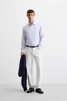 Полосатая текстурная рубашка ZARA, полосатый