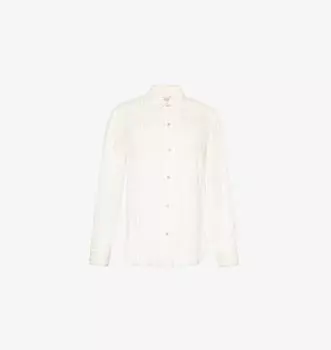 Полосатая тканая рубашка с защипами Vince, бежевый