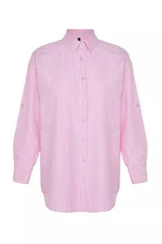 Полосатая тканая рубашка Trendyol, розовый