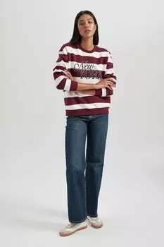Полосатая толстовка Defacto, бургундия