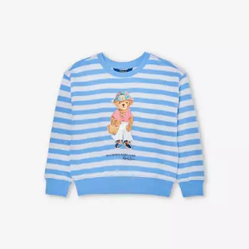 Полосатая толстовка Polo Bear для девочек из хлопковой смеси Polo Ralph Lauren, синий
