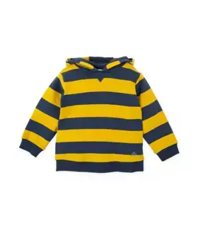 Полосатая толстовка с капюшоном для мальчика Tutto Piccolo, цвет Mostaza