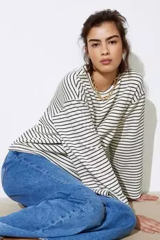 Полосатая толстовка с широкими рукавами Oliver Bonas, черный