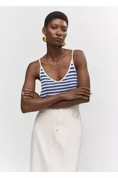 Полосатая трикотажная блузка Mango, экрю