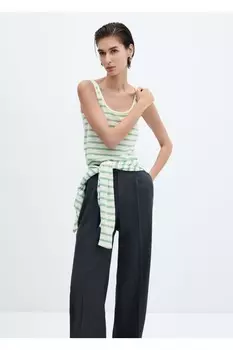 Полосатая трикотажная блузка Mango, белый