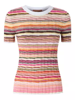 Полосатая трикотажная футболка Missoni, розовый