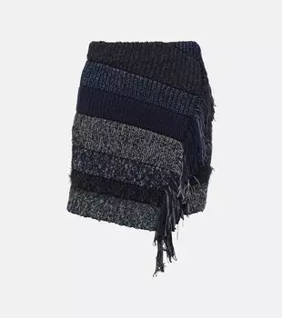 Полосатая трикотажная мини-юбка из смесового хлопка Acne Studios, синий