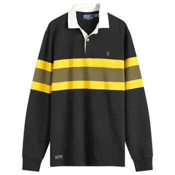Полосатая трикотажная рубашка для регби Polo Ralph Lauren, черный