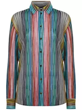 Полосатая трикотажная рубашка Missoni в рубчик, синий