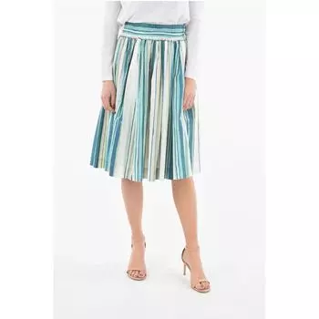 Полосатая юбка-клеш из хлопка Popeline Woolrich, синий