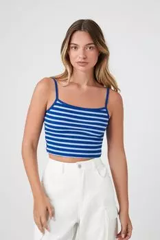 Полосатая укороченная майка Forever 21, синий