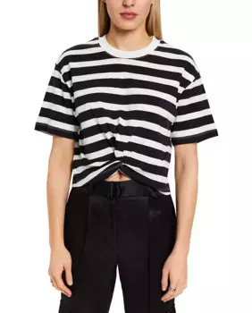 Полосатая укороченная женская футболка Esprit, черный