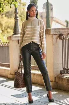 Полосатая водолазка Sosandar, коричневый