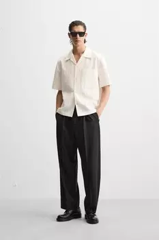 Полосатая жаккардовая рубашка ZARA, белый