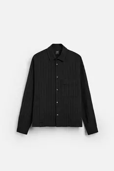 Полосатая жаккардовая рубашка ZARA, черный