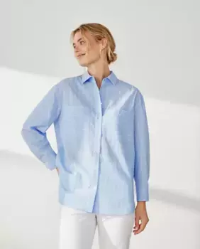 Полосатая женская блузка оверсайз Southern Cotton, синий