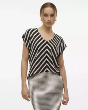 Полосатая женская блузка с деталями из люрекса Vero Moda, черный