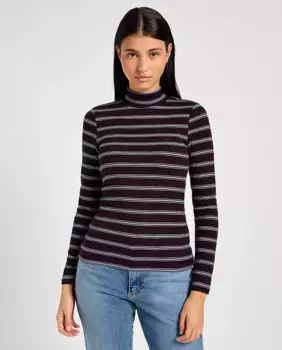 Полосатая женская футболка с длинным рукавом Lee, фиолетовый