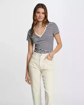 Полосатая женская футболка с коротким рукавом Morgan, цвет Crudo