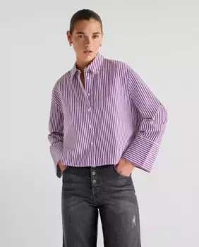 Полосатая женская рубашка из хлопка Scalpers, фиолетовый