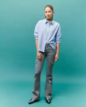 Полосатая женская рубашка с длинным рукавом Green Coast, светло-голубой