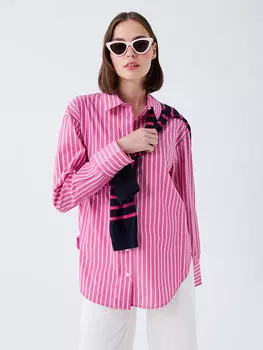 Полосатая женская рубашка с длинным рукавом SOUTHBLUE, розовые полосы