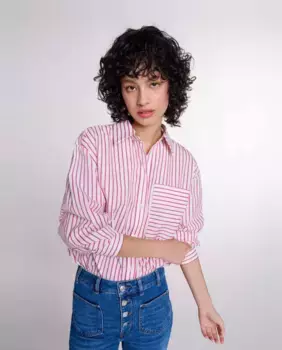 Полосатая женская рубашка со стразами Maje, красный