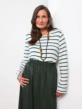 Полосатая Женская туника с круглым вырезом и длинными рукавами LCW Grace