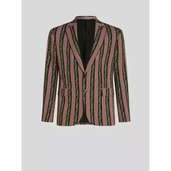 ПОЛОСАТАЯ ЖАККАРДОВАЯ КУРТКА С ЦВЕТОЧНЫМ РИСУНКОМ ETRO, розовый