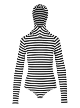 Полосатое боди с капюшоном Ioana Ciolacu, синий