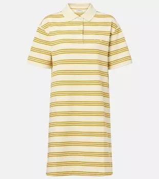 Полосатое хлопковое пике мини-платье Icon Stripe Burberry, Alabaster Ip Pattern