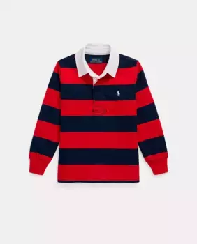 Полосатое хлопковое регби для мальчика Polo Ralph Lauren, красный