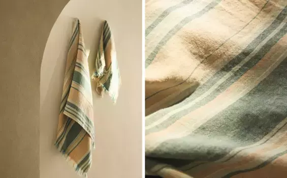Полосатое льняное банное полотенце Zara Home, мультиколор
