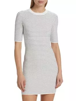 Полосатое мини-облегающее платье Frame, темно-синий