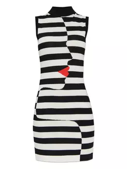 Полосатое мини-платье Balmain, белый