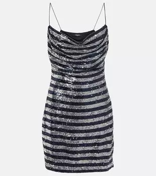 Полосатое мини-платье с пайетками BALMAIN, разноцветный