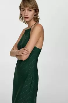 Полосатое платье без рукавов Mango, темно-зеленый