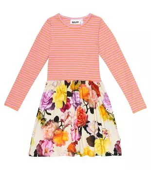 Полосатое платье Cassie из смесового хлопка с цветочным принтом Molo, разноцветный