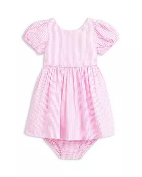Полосатое платье и шаровары из сирсакера для девочек Polo - Baby Ralph Lauren, розовый