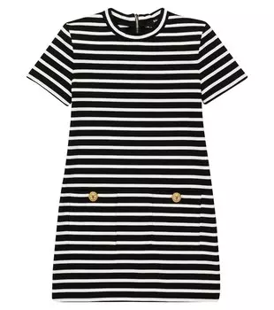 Полосатое платье из джерси Balmain, разноцветный