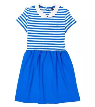 Полосатое платье из смесового хлопка Polo Ralph Lauren, синий