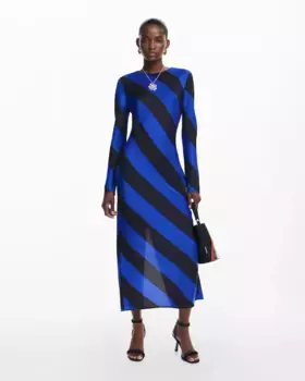 Полосатое платье миди Desigual, синий