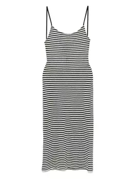 Полосатое платье миди Emporio Armani, черный