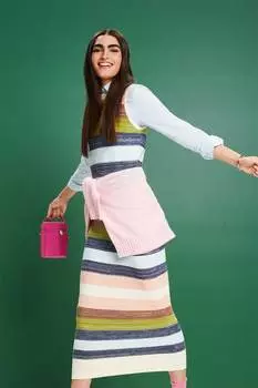 Полосатое платье миди Esprit, белый