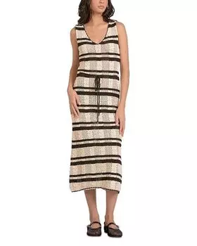 Полосатое платье миди на шнурке Elan, мультиколор