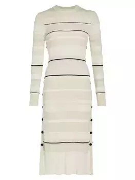 Полосатое платье миди в рубчик Proenza Schouler, мультиколор